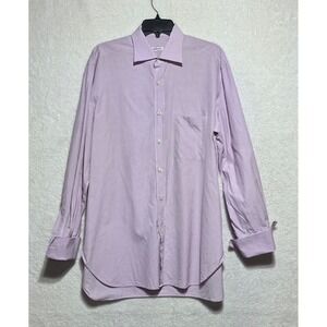 Kiton Men's Purple White Micro Check Cotton Dress Shirt 16.5 42